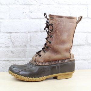 LL BEAN Brown 10" Leather Shearling Lined Duck Boots Size 8 M SALE!!!!
